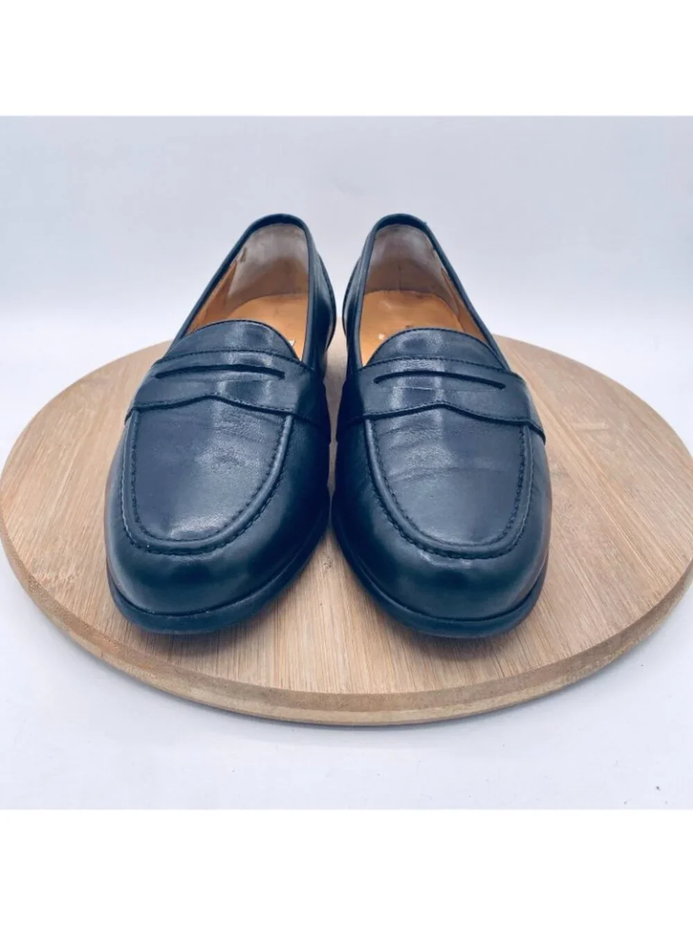 Cole Haan Bragano Shoes Mens 8 Black Leather Slip On Penny Loafers Italy